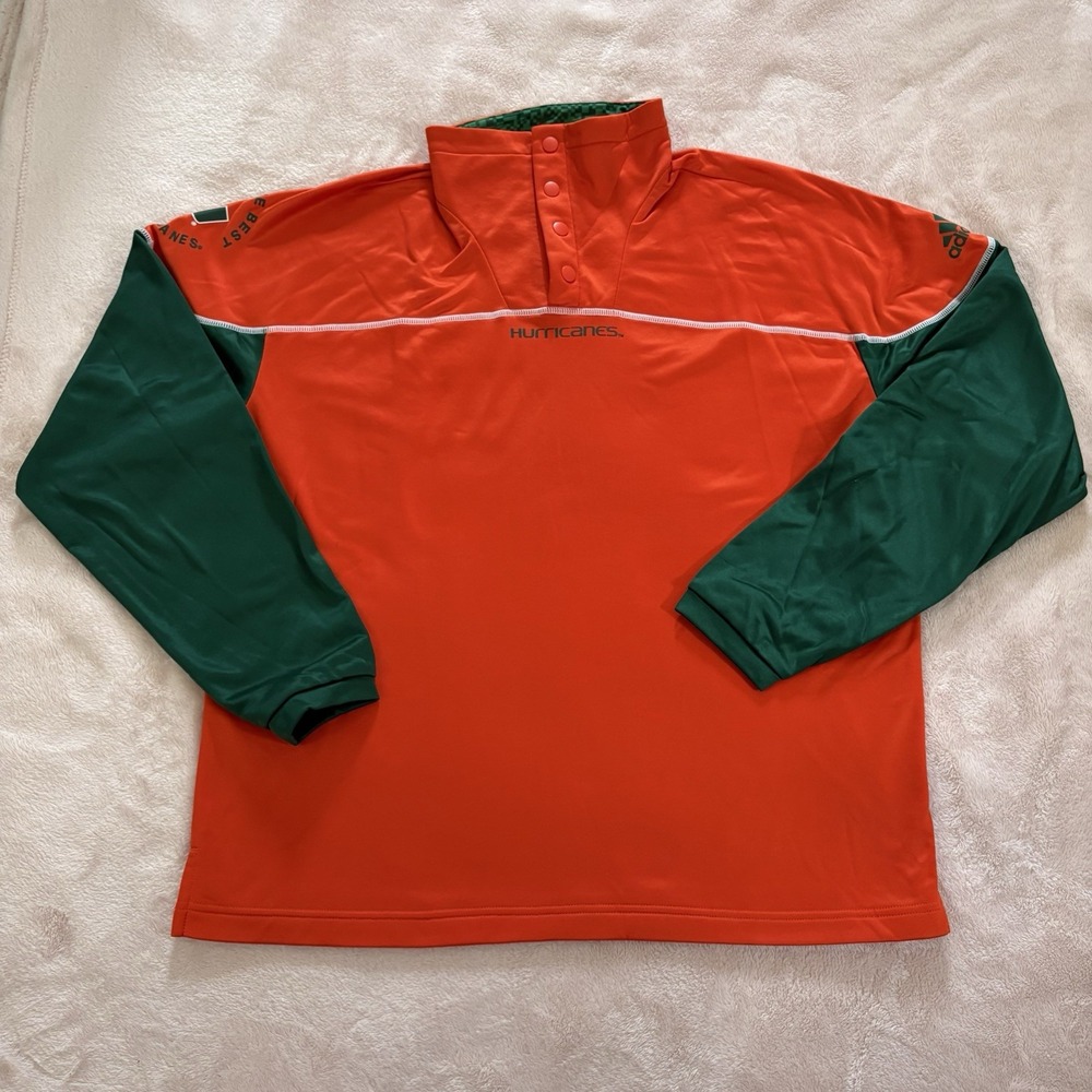 Miami Hurricanes Adidas 1/4 Snap Long Sleeve Men's Medium Pullover Aeroready